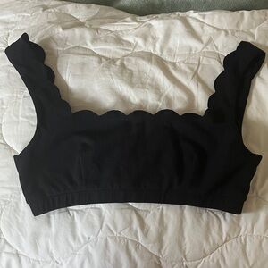 Marysia Black Scalloped Swim Top Sz L